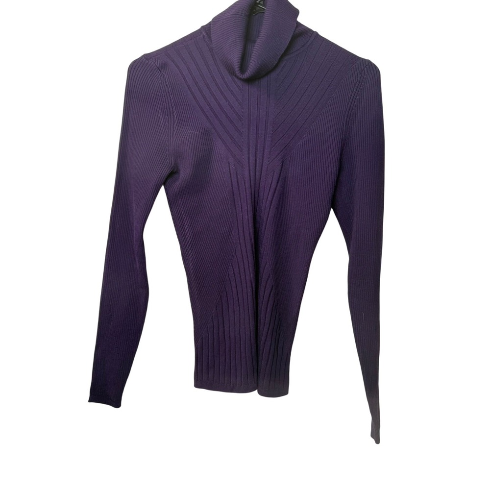 WHBM White House Black Market Purple Ribbed Knit Turtleneck Top Small